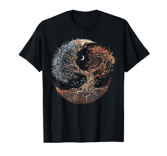 Tree Of Life Roots Nature Lover Crescent Moon Stars Graphic T-Shirt