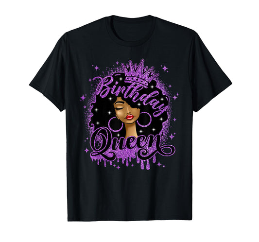 Birthday Queen Curly Afro Black Women It's My Birthday T-Shirt