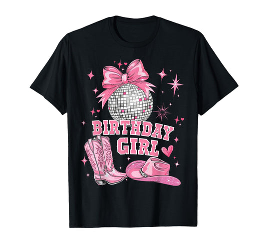 Birthday Cowgirl Western Disco Birthday Girl Party T-Shirt