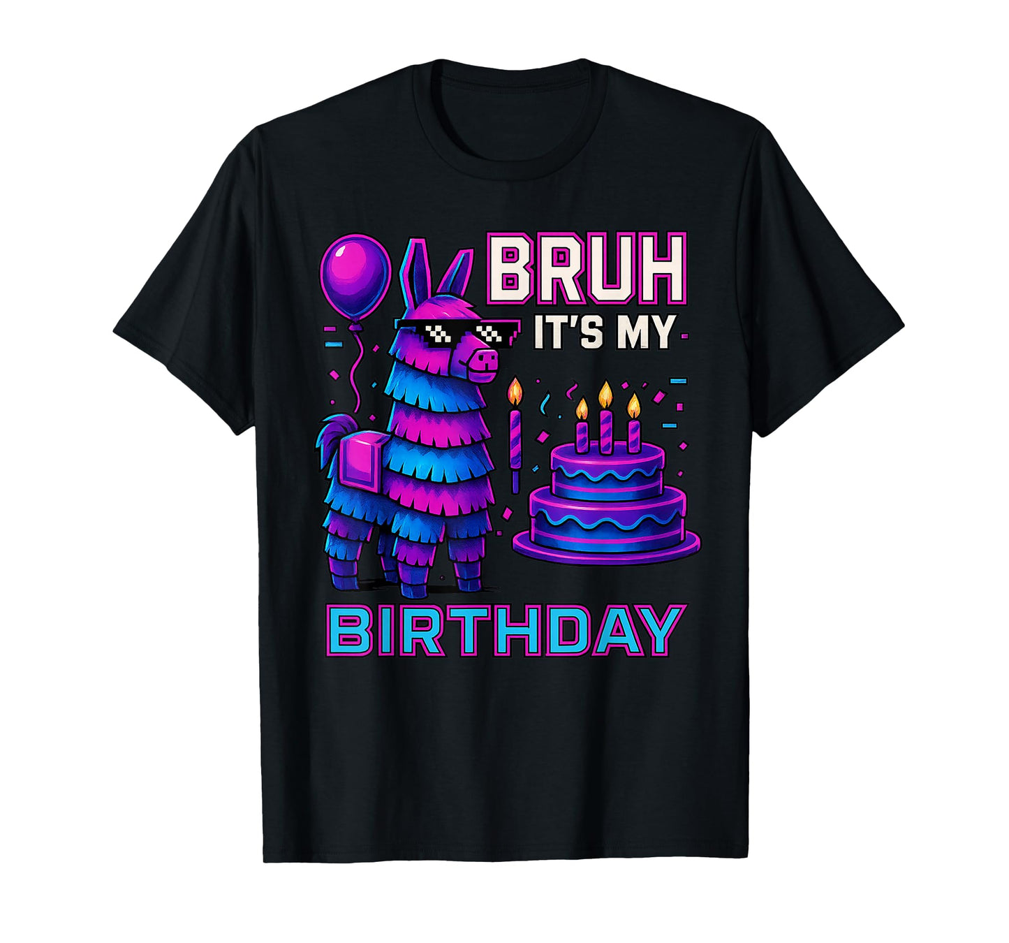 Bruh It’s My Birthday Funny Llama Pinata bday boy kids party T-Shirt