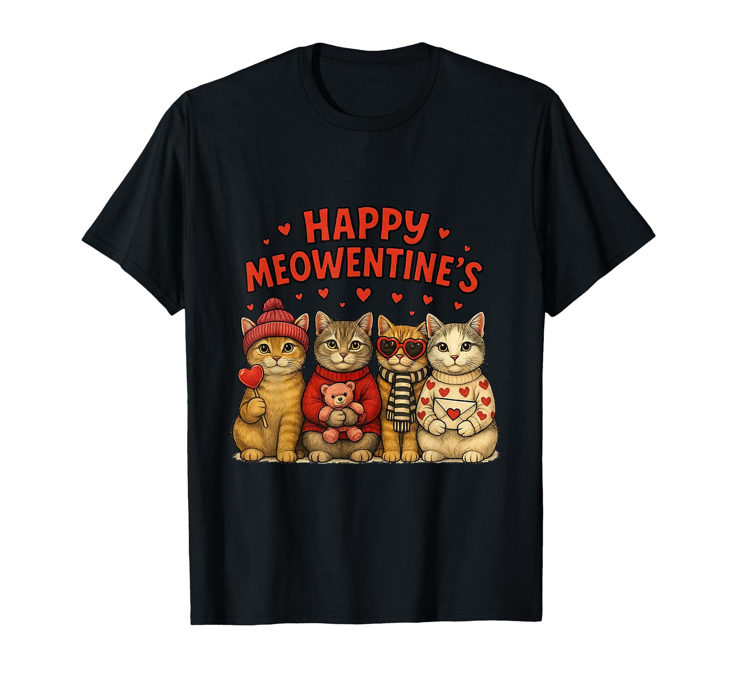 Happy Meowentines Cute Valentine Cats Love Women Men T-Shirt