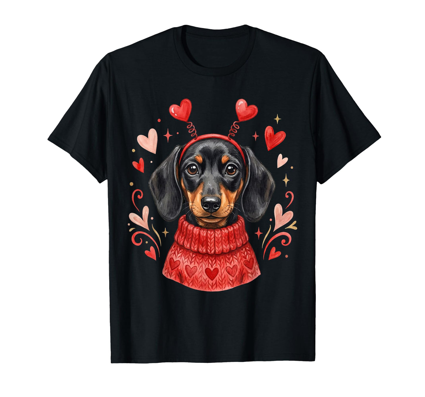 Cute Dachshund Valentines Dogs with Hearts Dog Valentine T-Shirt