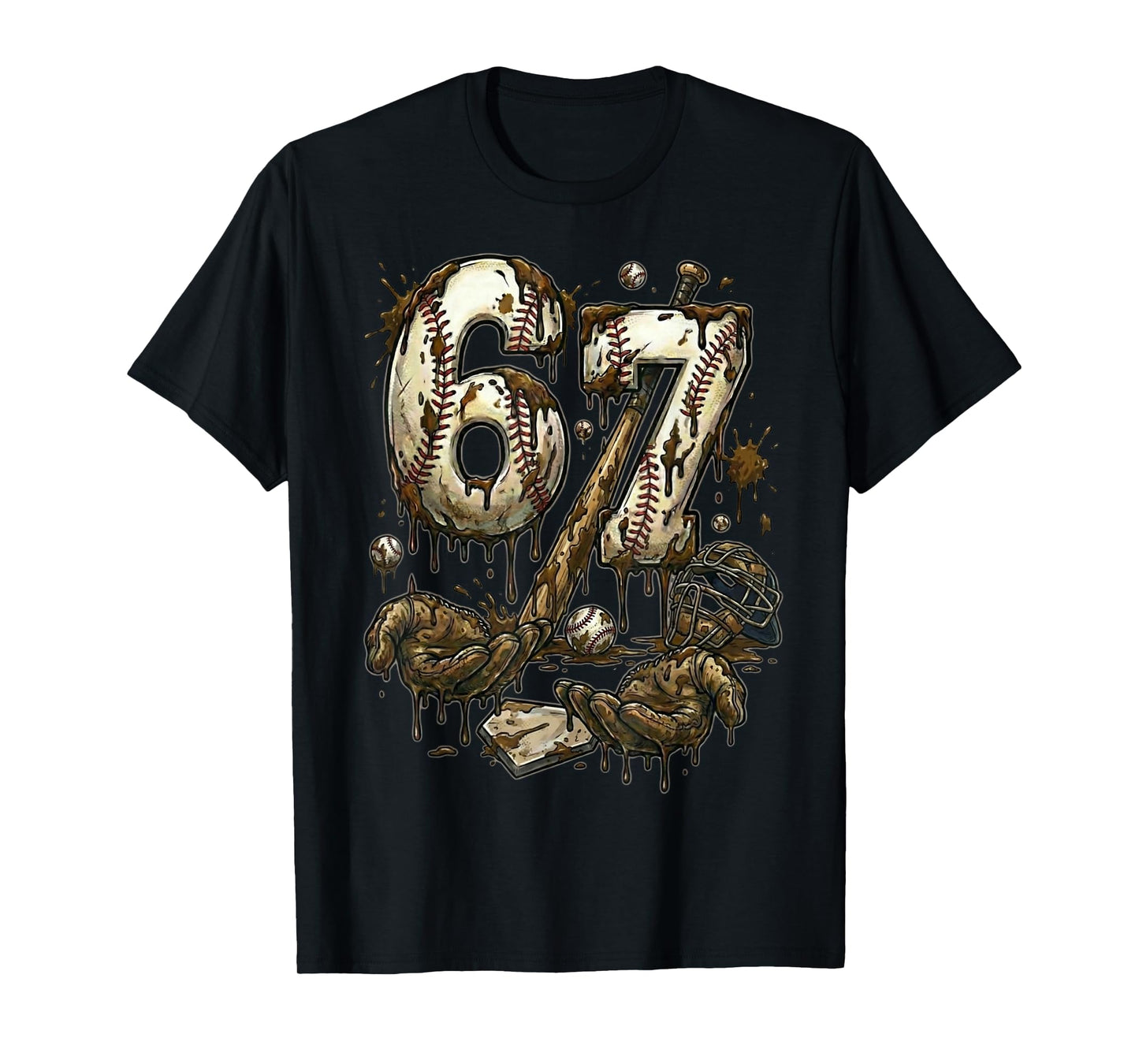 Funny 67 Baseball Six Seven Baseball 6 7 Kids Boys Girls T-Shirt