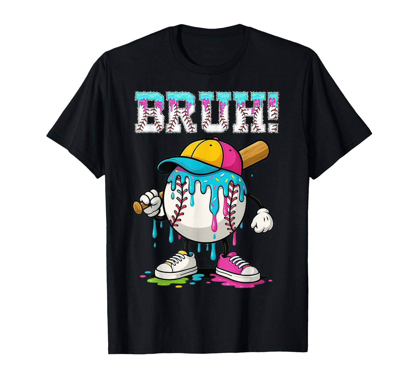 Baseball Drip Boys Bruh Ice Cream Bruh Meme For Son Grandson T-Shirt