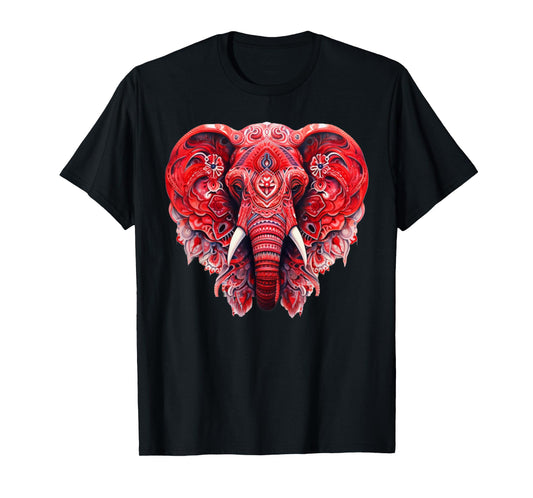 Red Mandala Aart Elephant Tribal Yoga Graphic T-Shirt