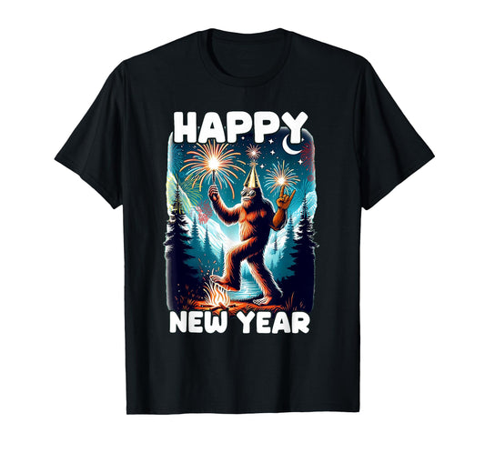 Happy New Year 2026 Bigfoot Lovers New Years Eve Party T-Shirt
