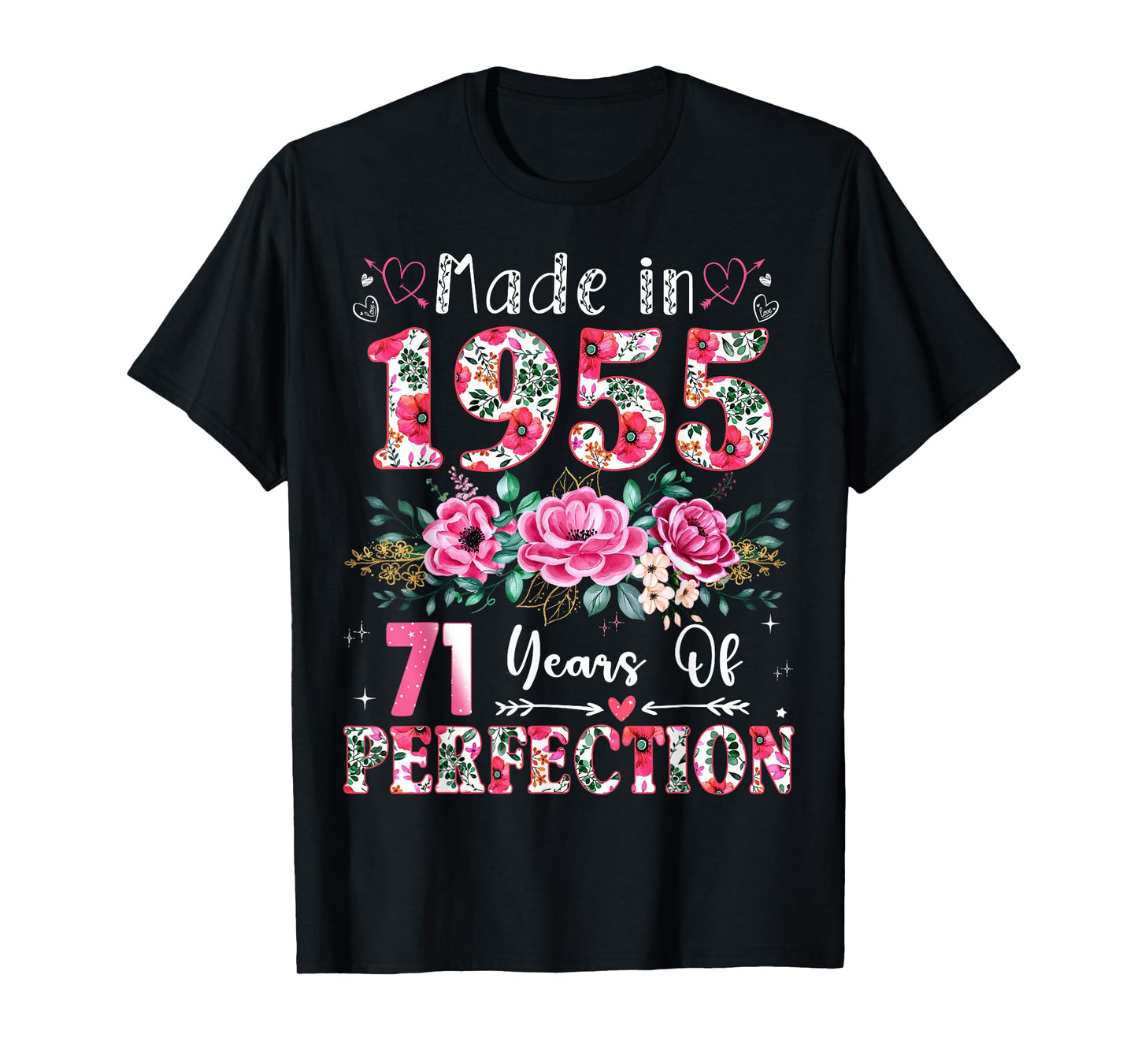 71 Year Old Made in 1955 Floral 71th Birthday Women T-Shirt