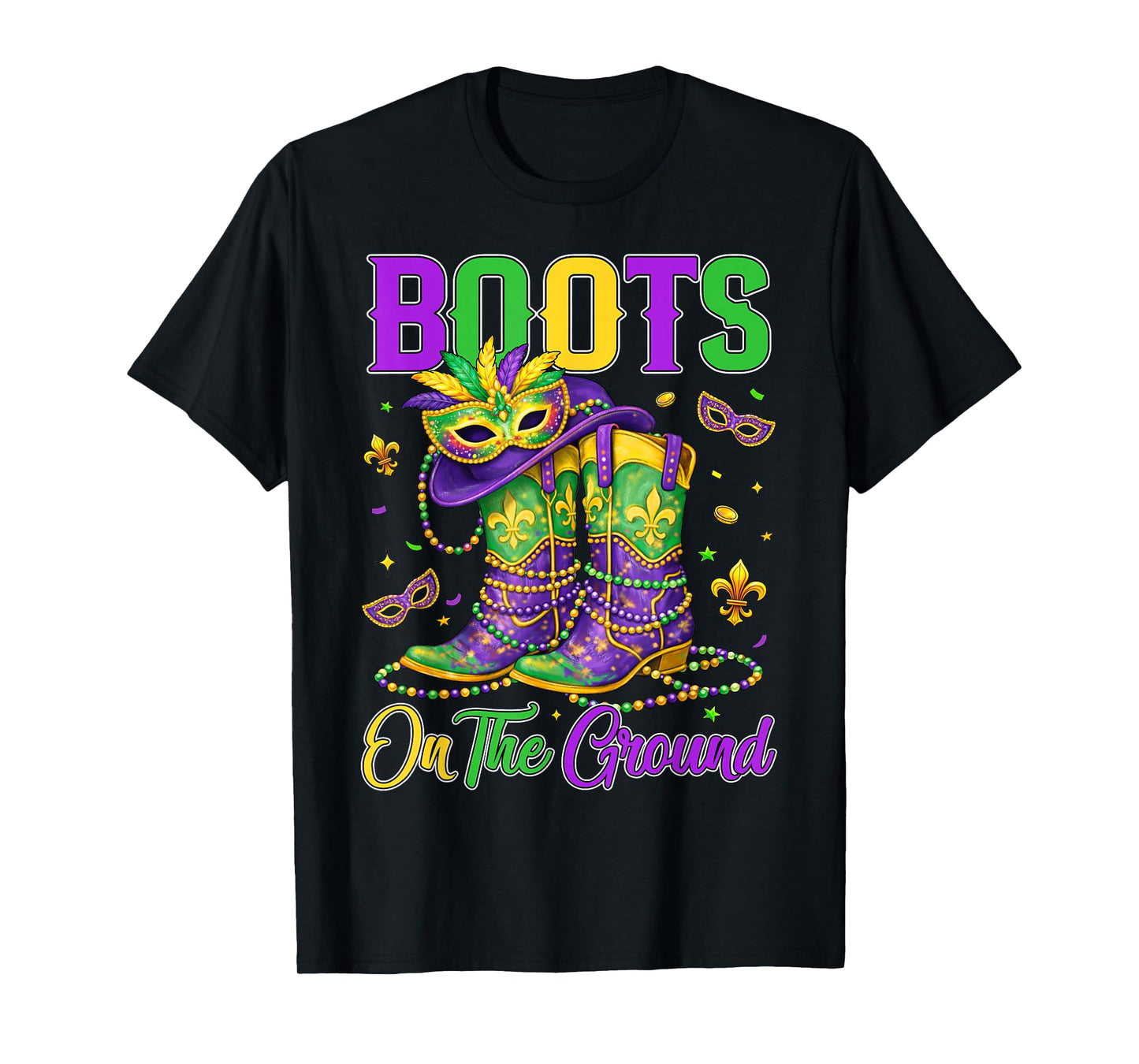 Mardi Gras Boots On The Ground Cowgirl Western Black History T-Shirt