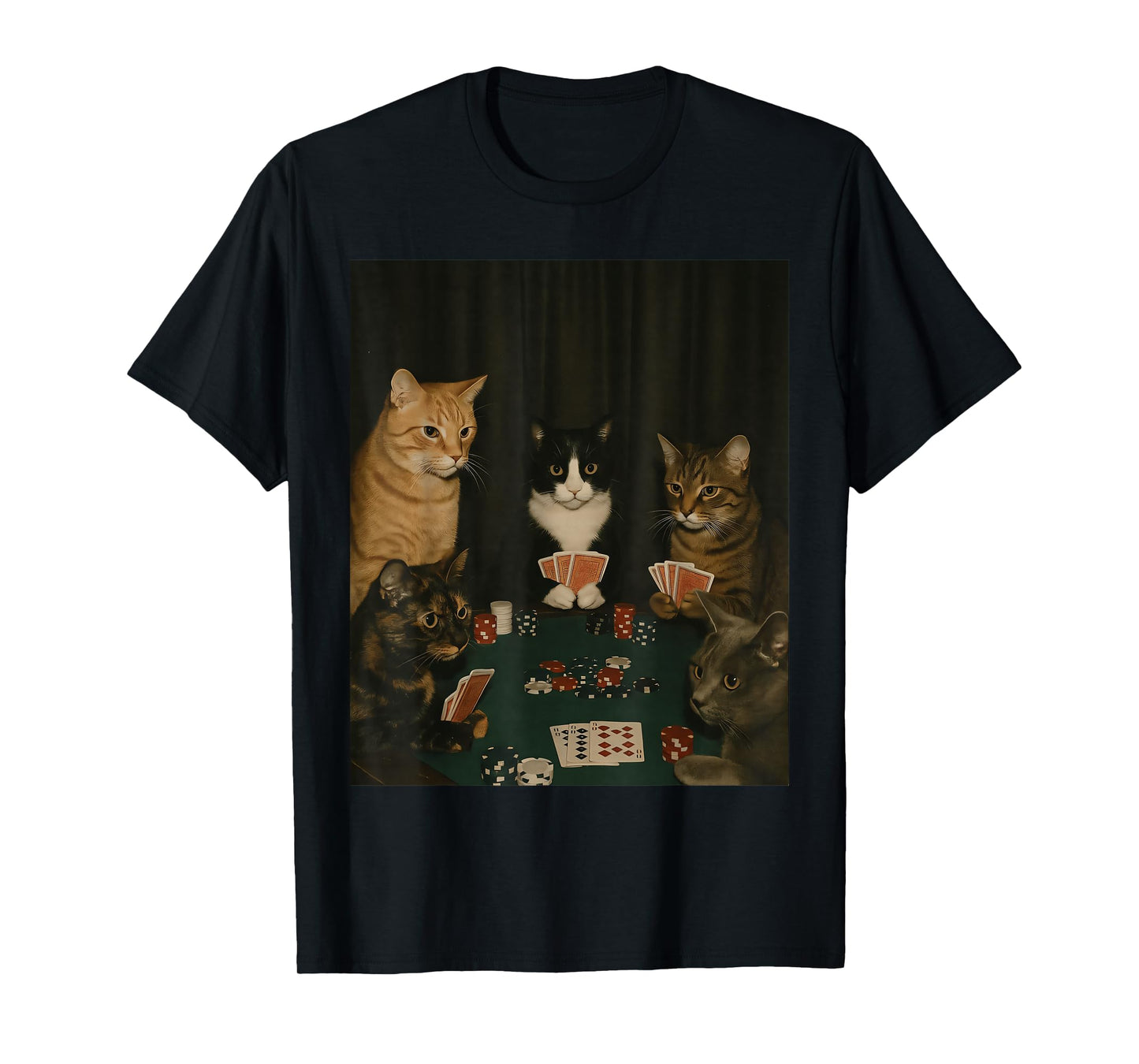 Cats Playing Poker Meme Funny Kitten Meme Stupid Brainrot T-Shirt