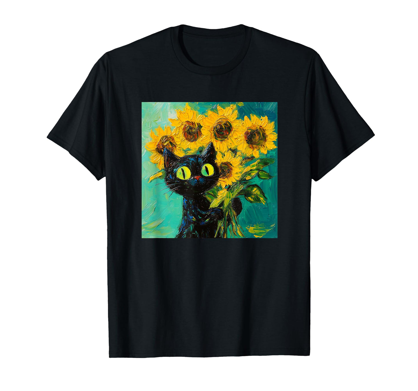Funny Style Van Gogh Sunflowers Women Men Girl Boy Cat T-Shirt