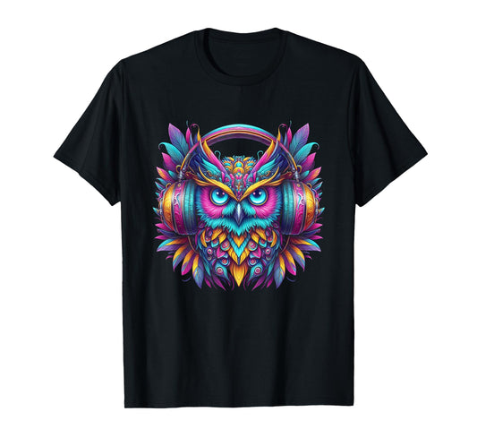 Rave Rainbow Owl House EDM Festival Raver Animal EDC T-Shirt