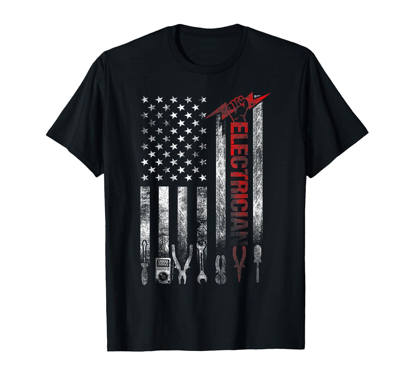 Electrician American Flag Funny Electricians Tools T-Shirt