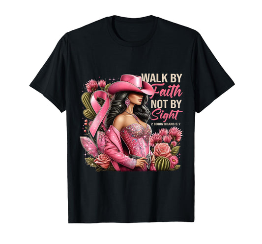 Walk by Faith Breast Cancer Awareness Cowgirl T-Shirt