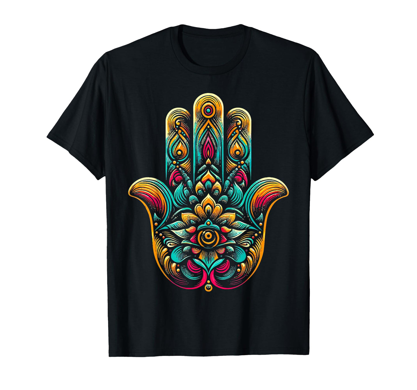 Hamsa Hand Mandala Yoga Fatima Hand Symbol Boho Womens T-Shirt