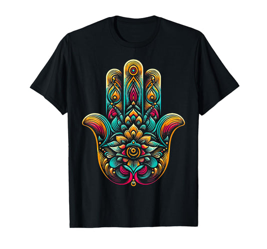 Hamsa Hand Mandala Yoga Fatima Hand Symbol Boho Womens T-Shirt