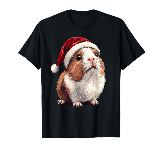 Xmas Guinea Pig Lovers Christmas Pajama Guinea Pig Santa Hat T-Shirt