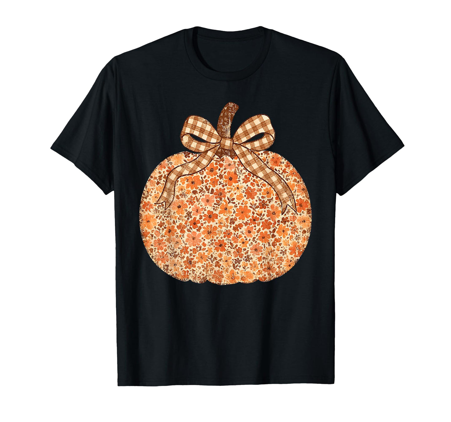Coquette Bow Pumpkin Wildflower Thanksgiving Autumn Fall T-Shirt