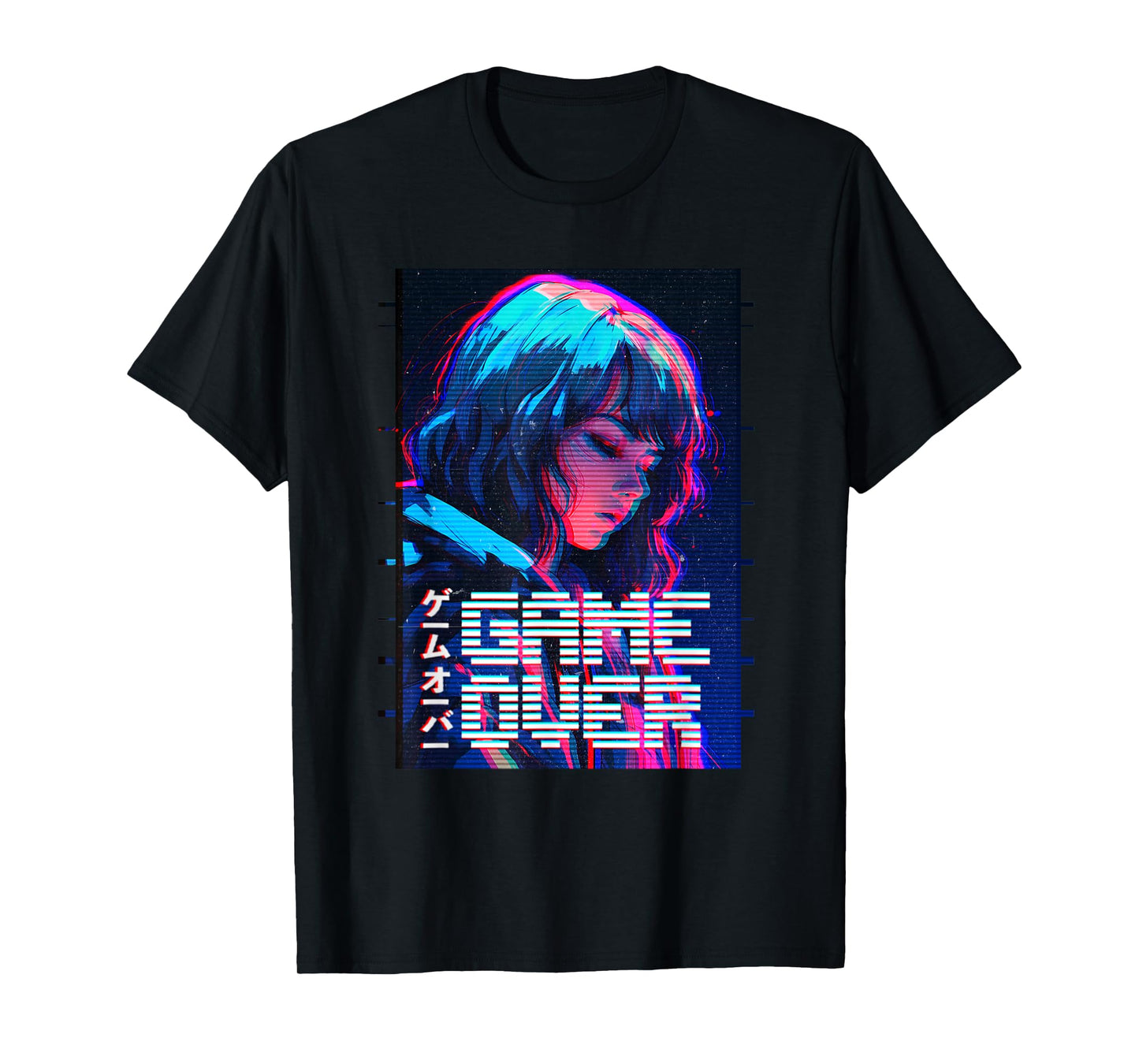Game Over Sad Japanese Anime Girl Vaporwave Aesthetic T-Shirt