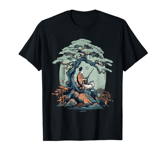 Relaxing Samurai Bonsai Tree T-Shirt