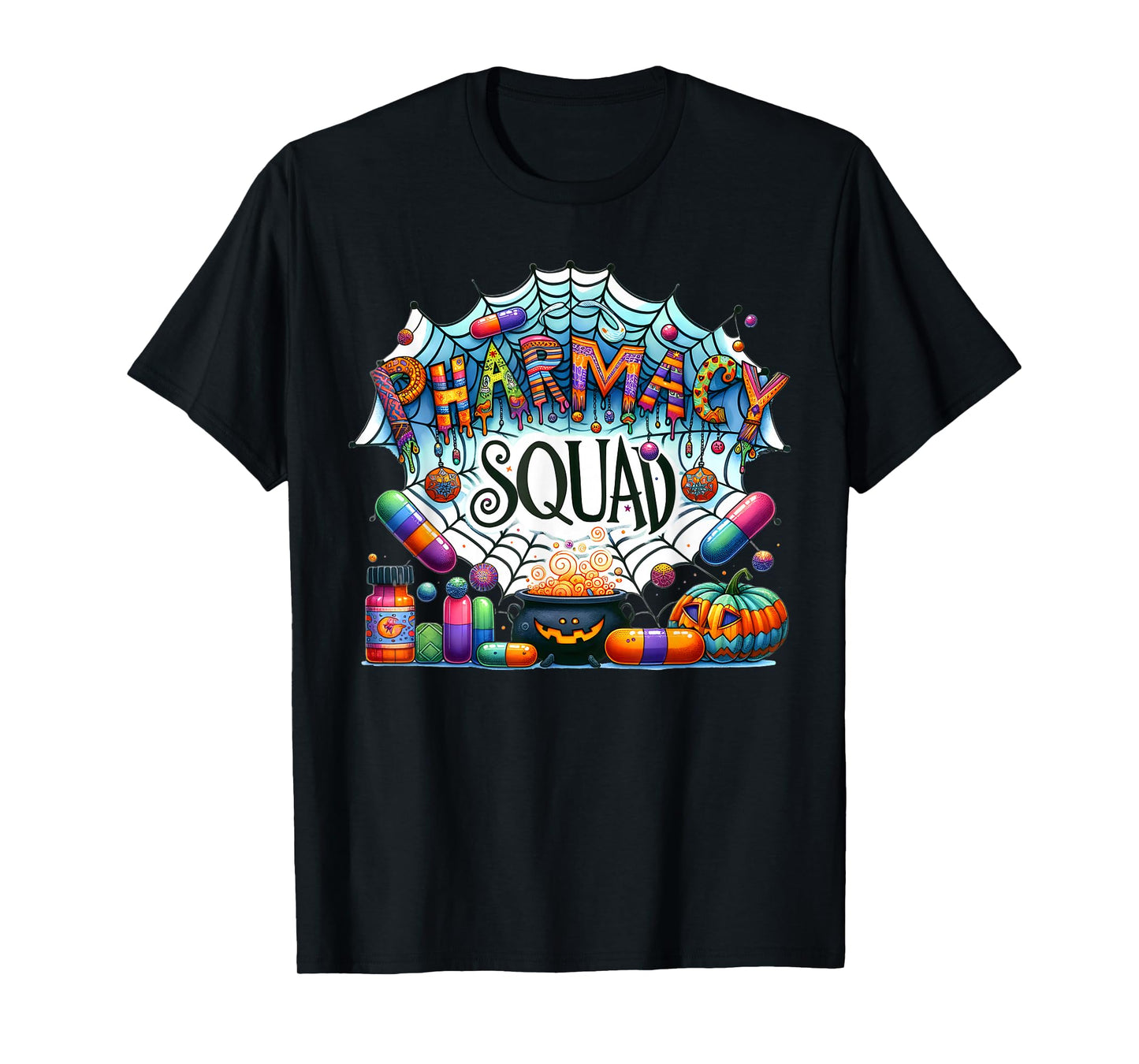 Funny Pharmacy Squad Technician Pumpkin Halloween T-Shirt