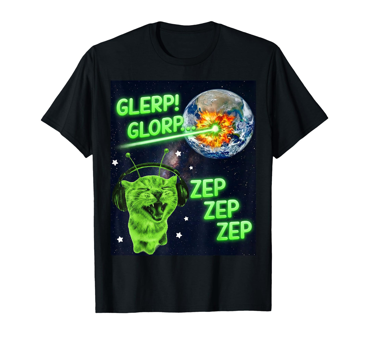 Y2K Glerp Glorp Zep Cat Silly Alien Meme Cat Meme Brainrot T-Shirt