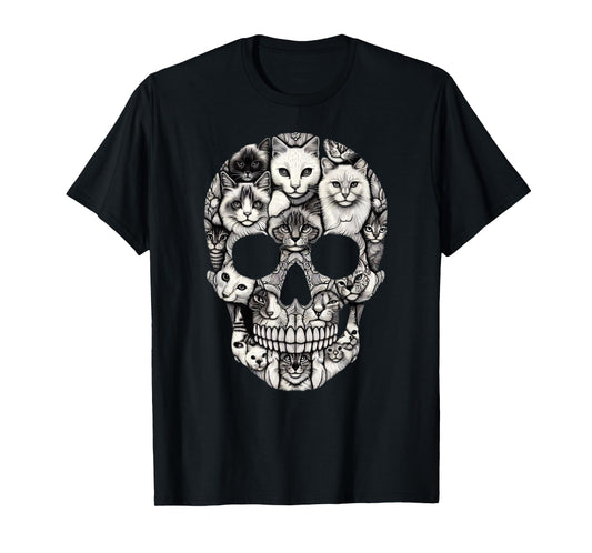 Cat Skull Skeleton Halloween Costume Skull Cat T-Shirt