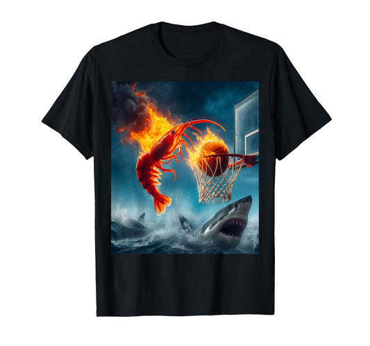 Shrimp Dunking on Shark Funny Fishing Meme T-Shirt