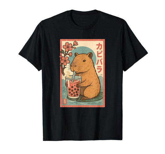 Anime Capybara Graphic Tees Kawaii Japanese Vintage Capibara T-Shirt
