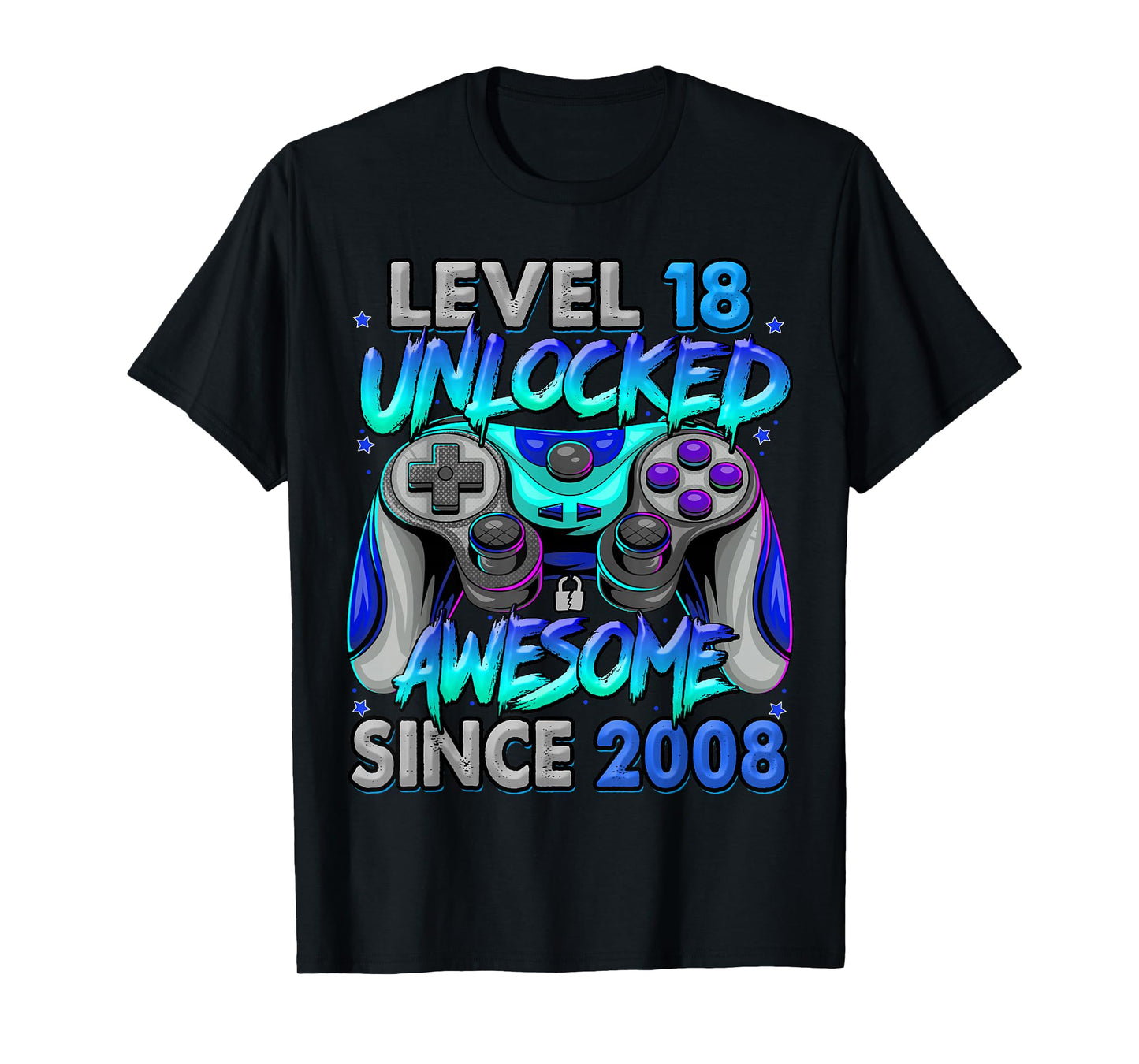 Level 18 Unlocked Awesome Since 2008 18th Birthday Gaming T-Shirt