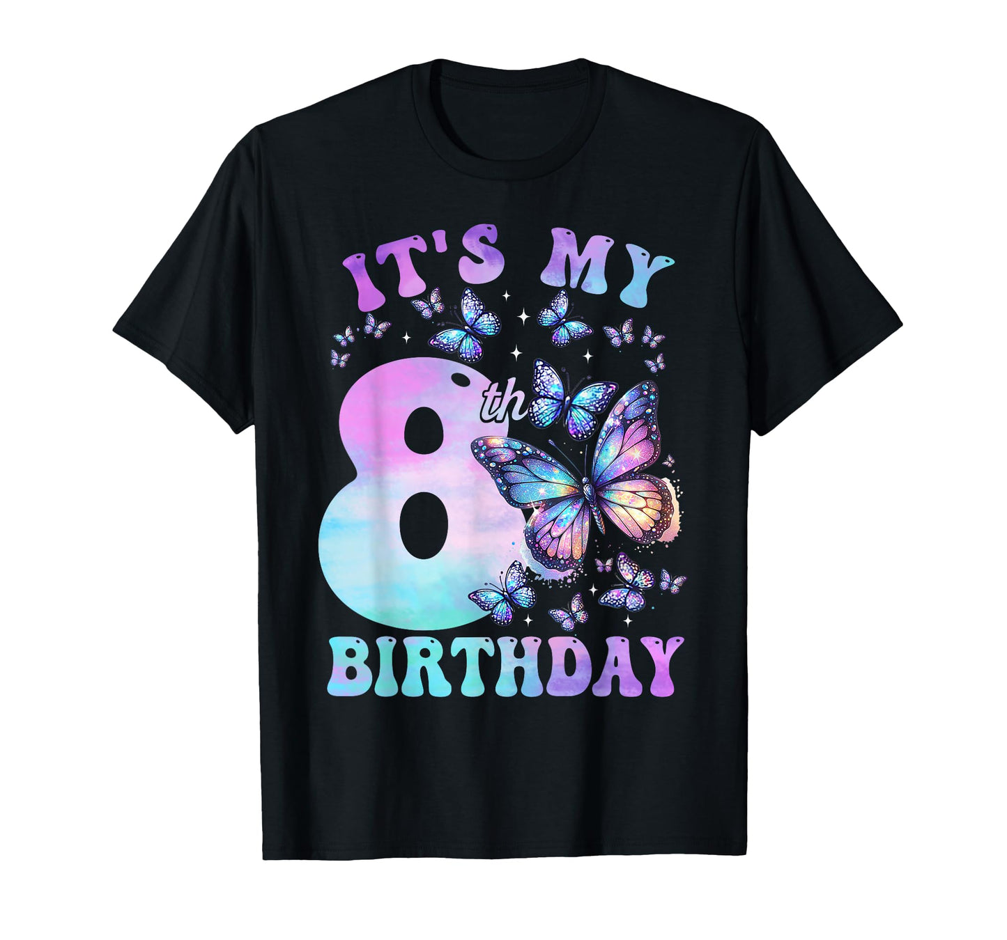 It's My 8th Birthday Girl Butterfly Themed 8 Year Old Kids T-Shirt