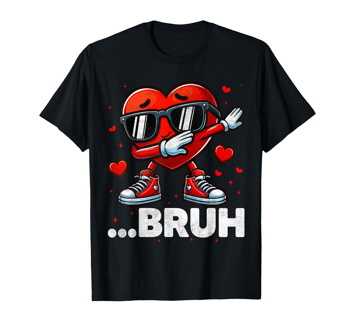 Bruh Funny Dabbing Heart Valentine Outfit Boy Kid T-Shirt