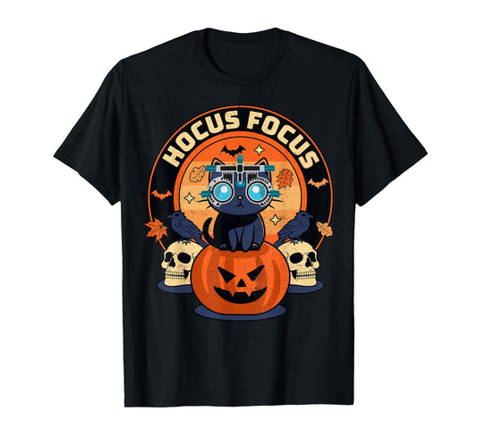 Hocus Focus Optometry Halloween Optometrist Eye Doctor Cat T-Shirt