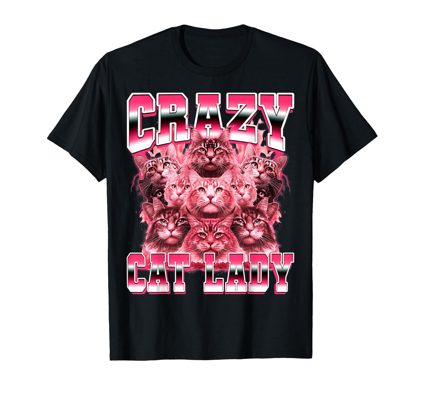 Crazy Cat Lady Funny 90s Bootleg Style T-Shirt