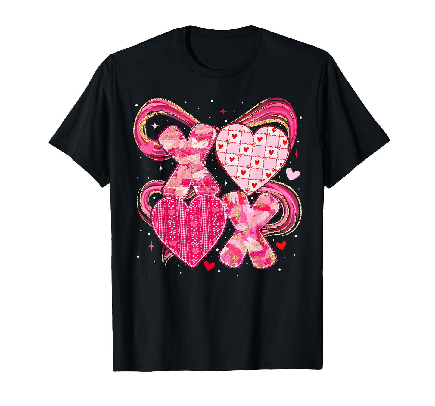 XOXO Valentine Pink Heart Coquette Bow Girl Women Kid T-Shirt