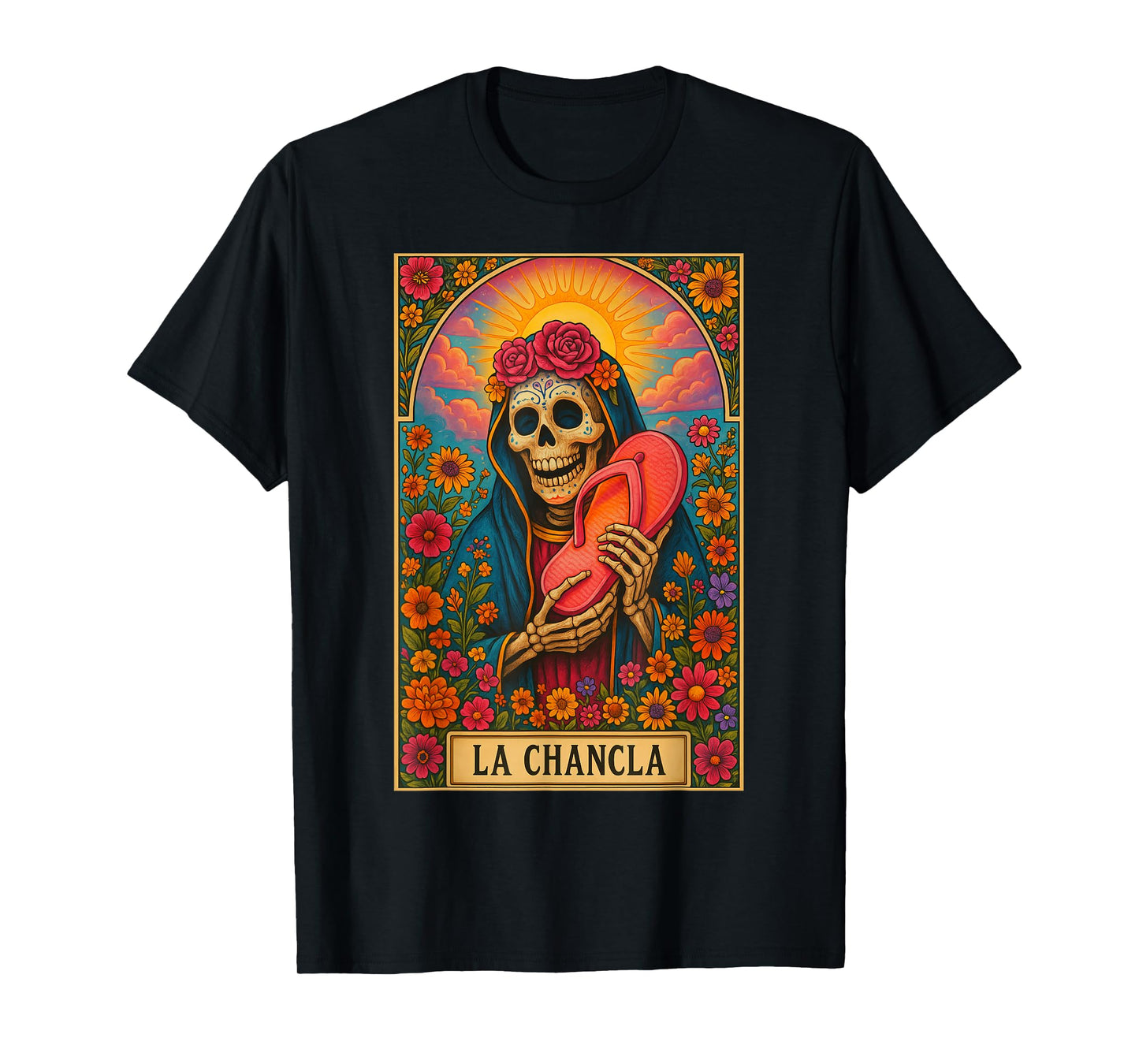 La Chancla Flip Flop Dingo Card Funny Mexican Tarot Card Mom T-Shirt