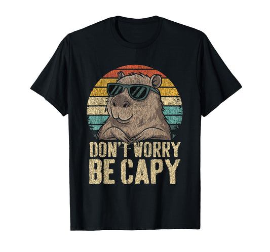 Dont Worry Be Capy Capybara Retro Men Women Boys Kids Youth T-Shirt