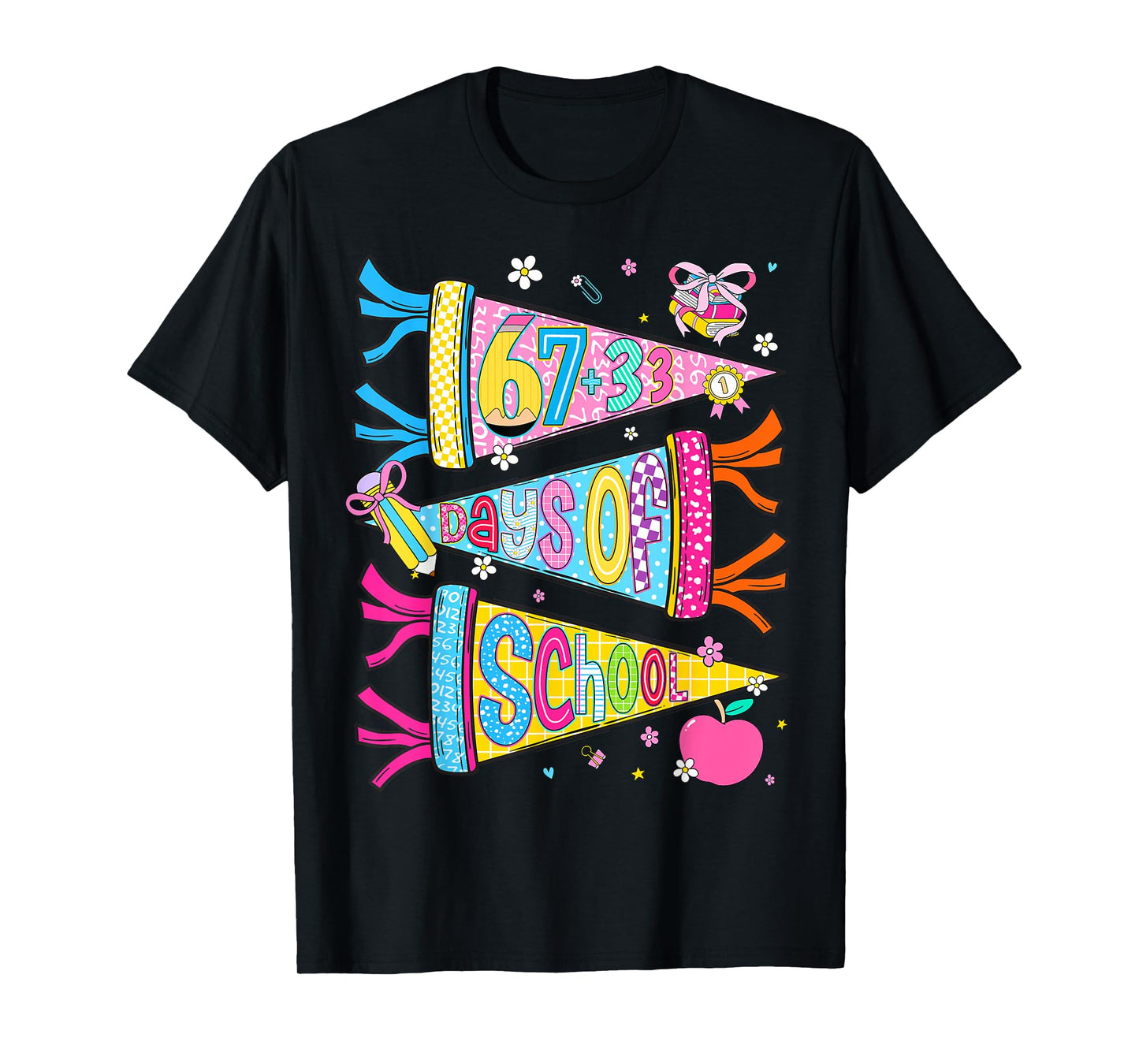 67+33 Days of School Happy 100th of School Kids Boys Girls T-Shirt