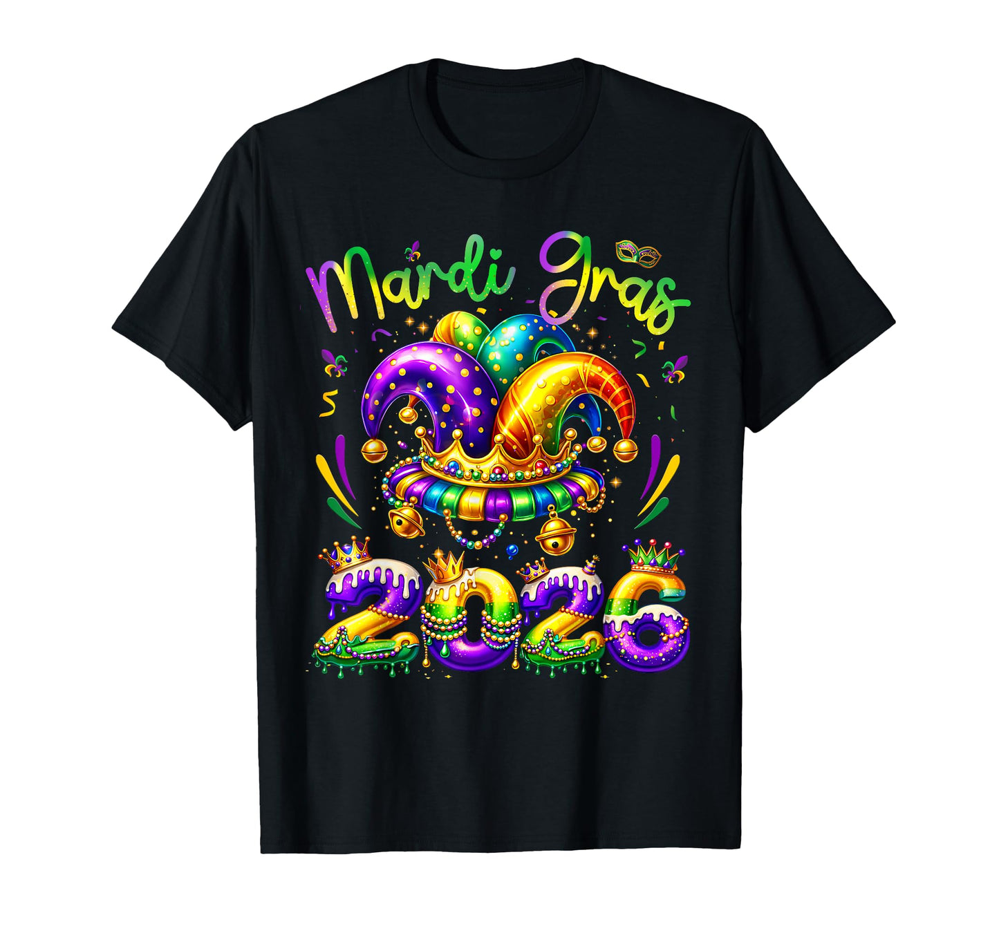 Mardi Gras 2026 Jester Outfit Men Women Kids Boys Girls T-Shirt
