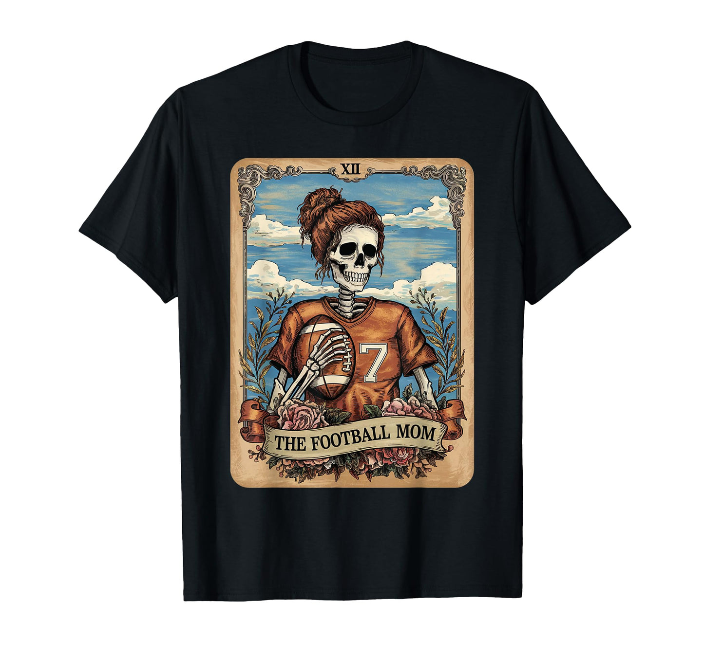 Football Mom Tarot Card Skeleton Football Mama Mother's Day T-Shirt