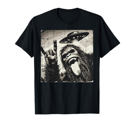 Bigfoot Rocker Tongue Ufo Selfie Sasquatch Rock Men Boys Kid T-Shirt