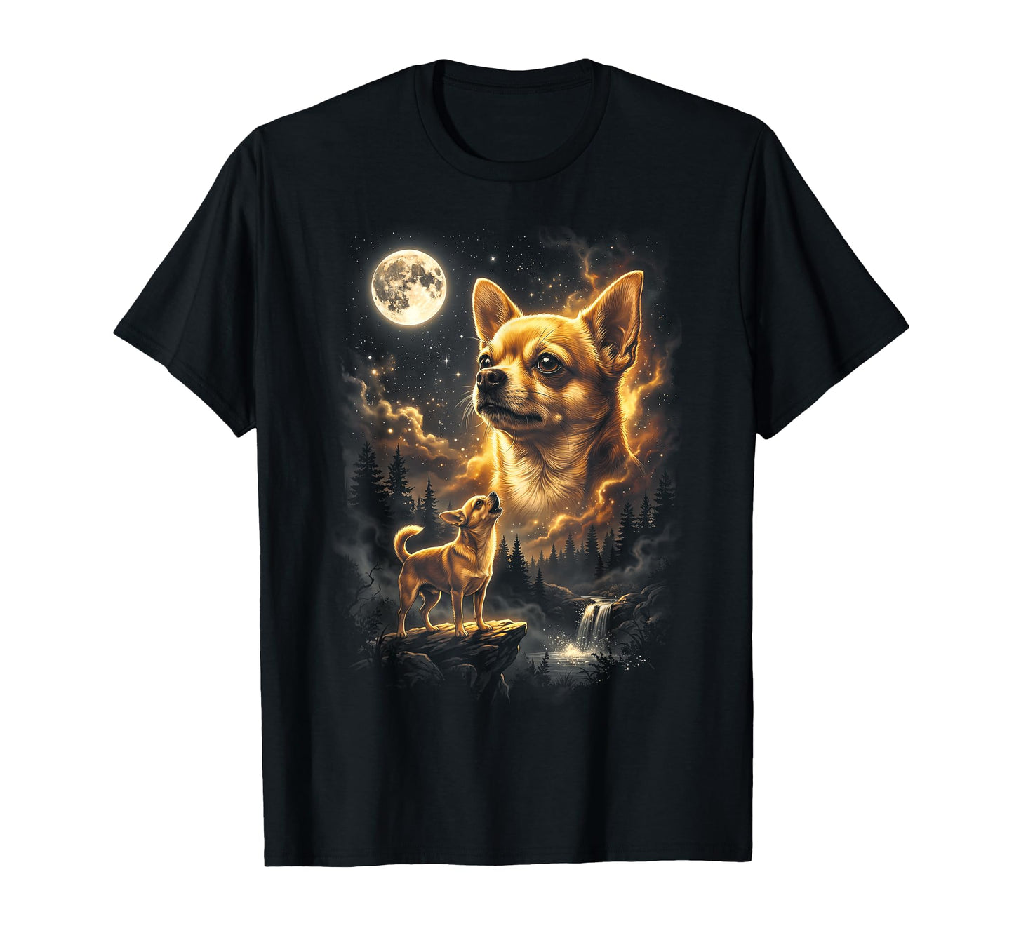 Chihuahua Howling to The Moon Retro Vintage 90s Funny Dog T-Shirt