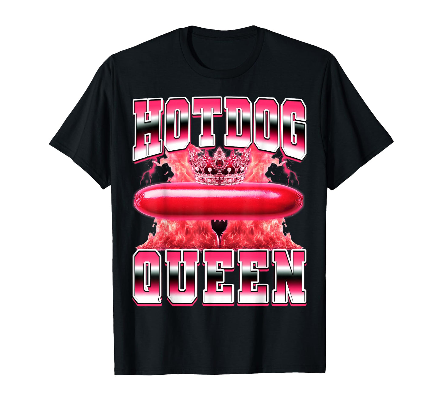 Hot Dog Queen Hotdog Sausage Buns Grilled Hot Dog 90s T-Shirt