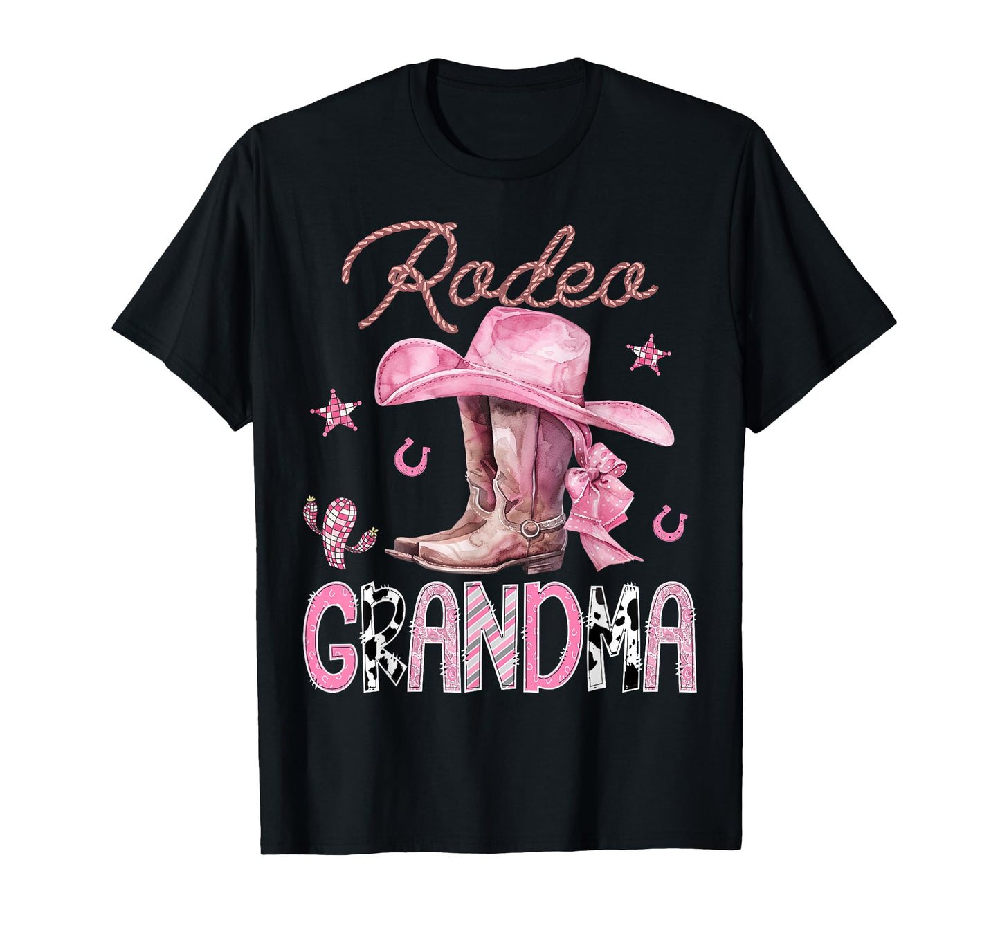 Rodeo Grandma Pink Boots Coquette CowGirl Birthday Party T-Shirt