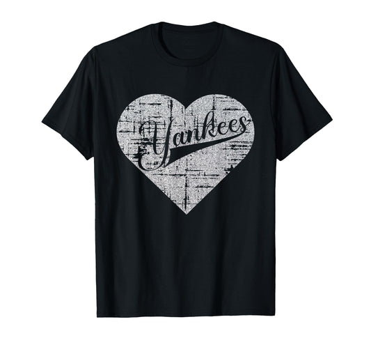 Vintage Heart Yankees I Love Yankees First Name Personalized T-Shirt