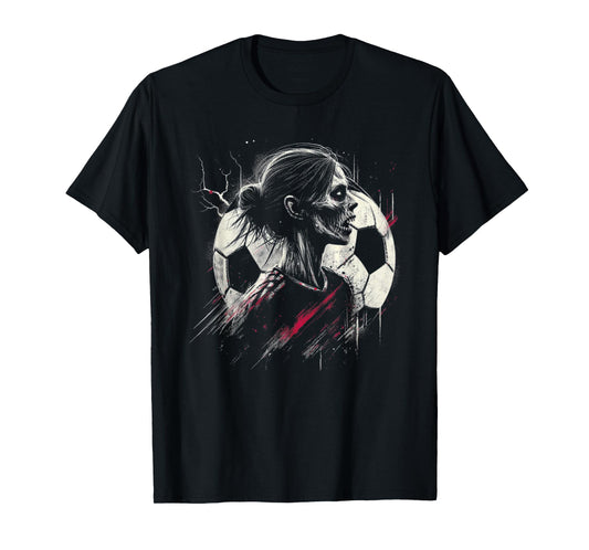 Female Zombie Soccer Player - Creepy Soccer Halloween Lover T-Shirt