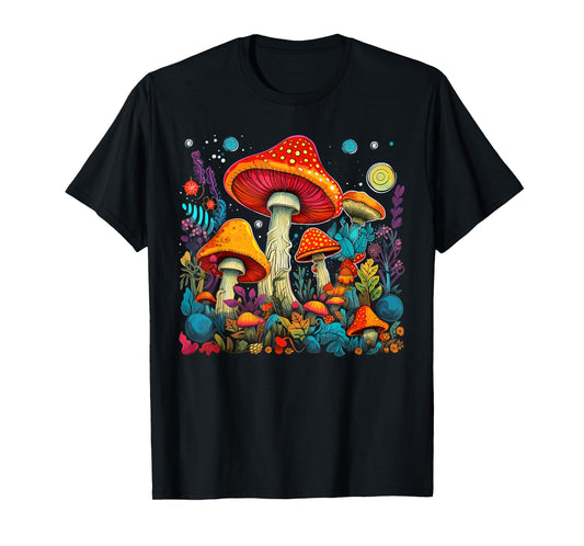 Hippie Mushrooms Psychedelic Forest Fungi Festival T-Shirt