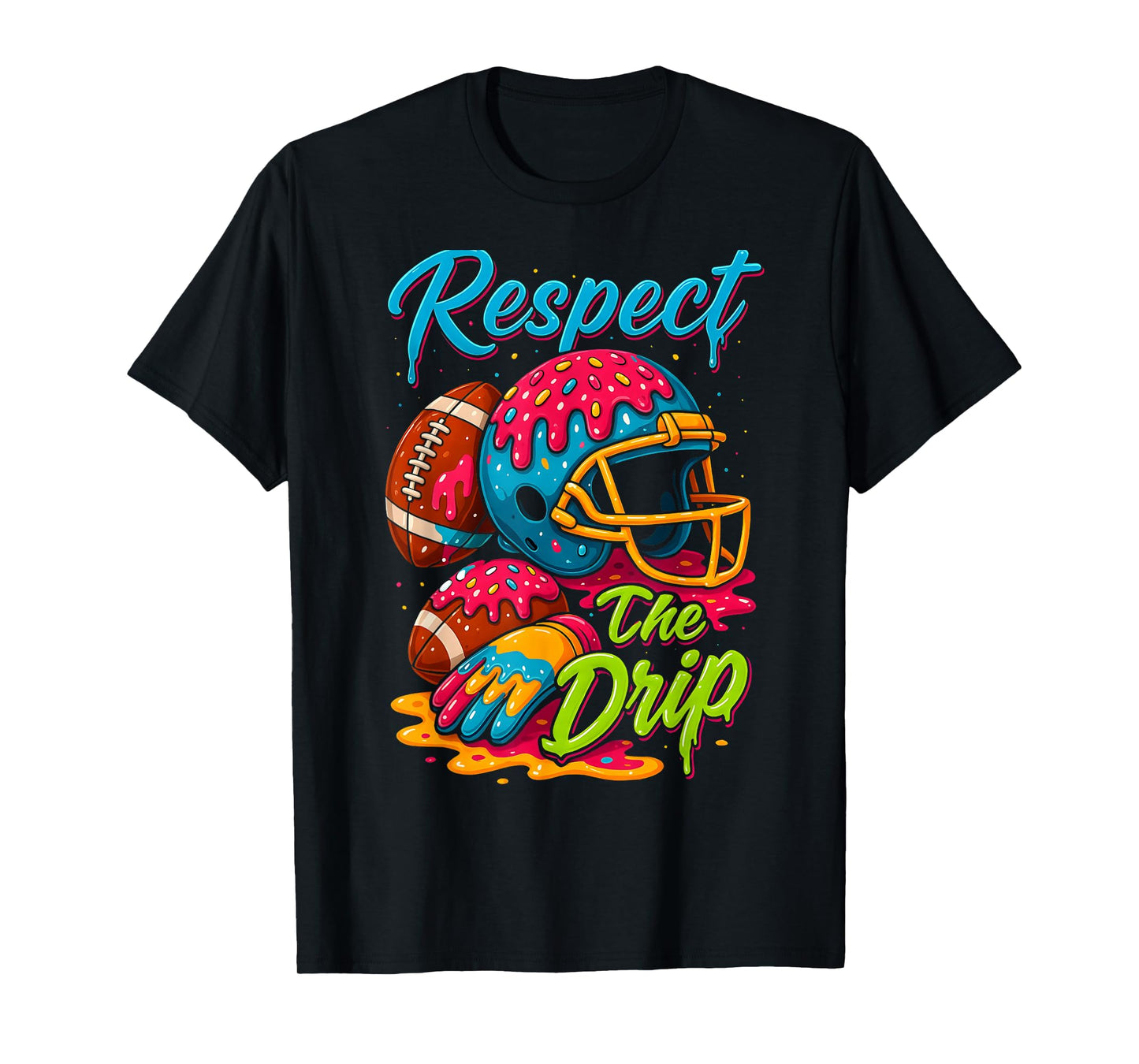 Football Drip Boys Football Ice Cream Sprinkle Respect Drip T-Shirt