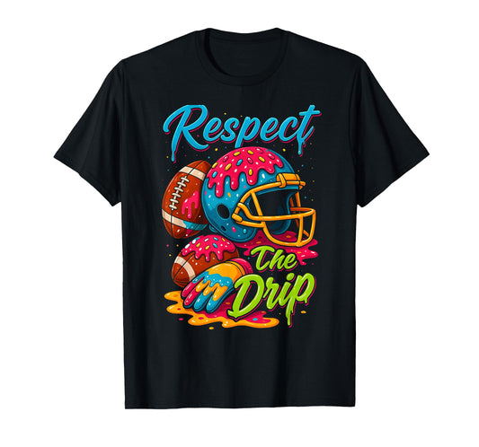 Football Drip Boys Football Ice Cream Sprinkle Respect Drip T-Shirt