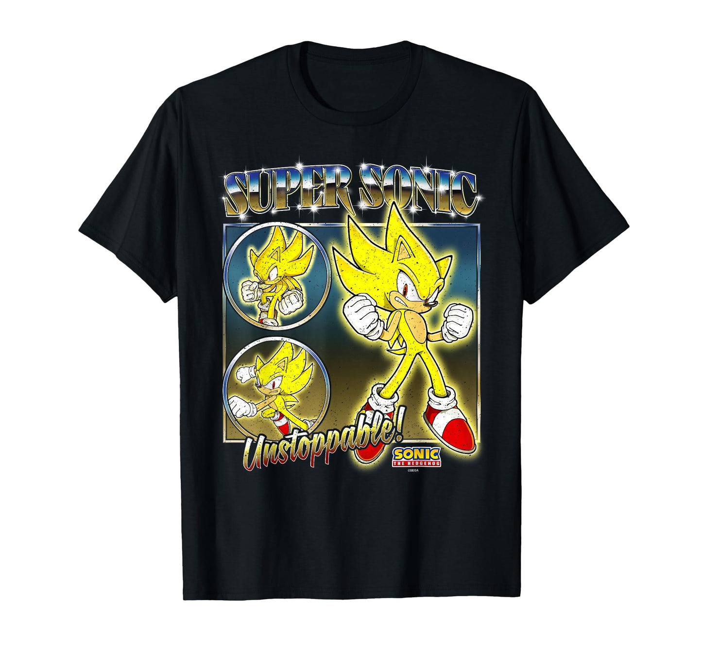 Sonic The Hedgehog Super Sonic Unstoppable! Distressed T-Shirt