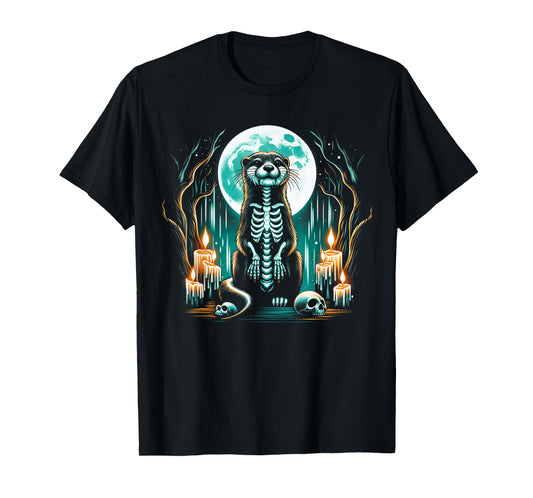 Cool Otter Skeleton Halloween Christmas Birthday T-Shirt